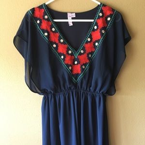Navy V-neck Dress, Size L